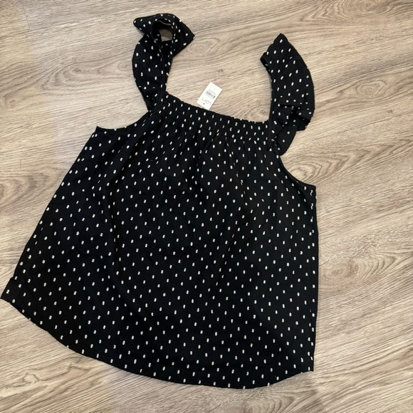 LOFT Black and White Sleeveless Polka Dot Tank Top - Picture 3 of 6